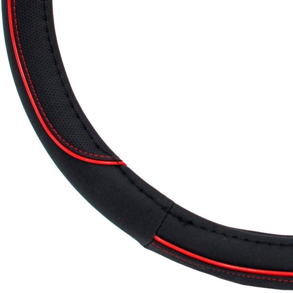 Xkeribom Lenkradbezug 37-38cm Lenkradschoner Lenkradschutz Schwarz Rot Stripe
